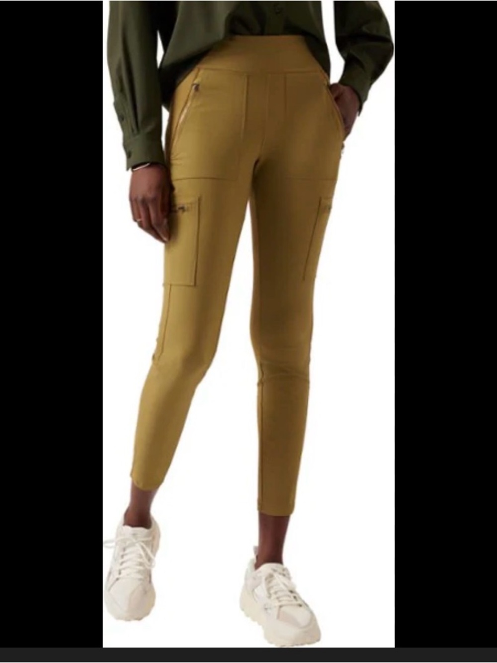 Athleta Slim Cargo Ankle Pants - Mustard Gold